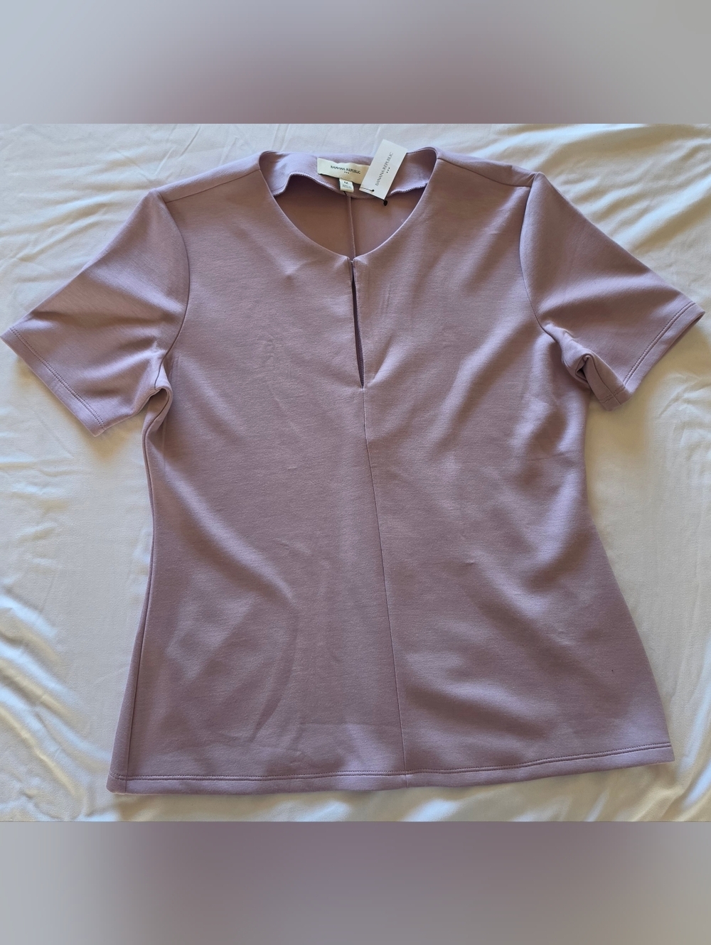 Banana Republic Lilac Scuba Short Sleeve Top